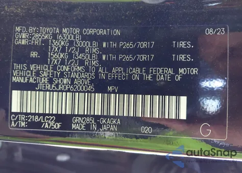 2023 Toyota 4Runner Trd Off Road Premium from USA, damaged, VIN JTERU5JR0P6200045